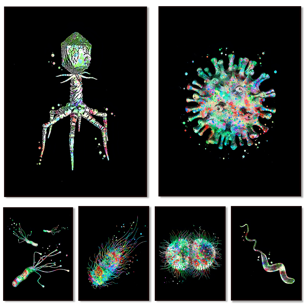 Medical Lab Posters - Microorganism Art Bacteria Art Microbiology Art
